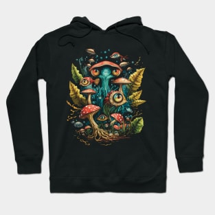 Psychedelic Mushrooms, Flying Fishes Surreal Trippy Nature Hoodie